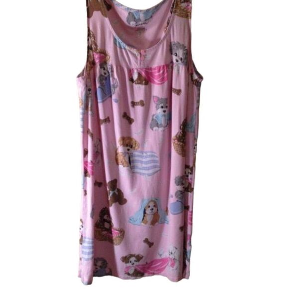 Comfy Nick & Nora Sleeveless Nightgown Teddy Bears and Puppy Dogs Large - Picture 1 of 6
